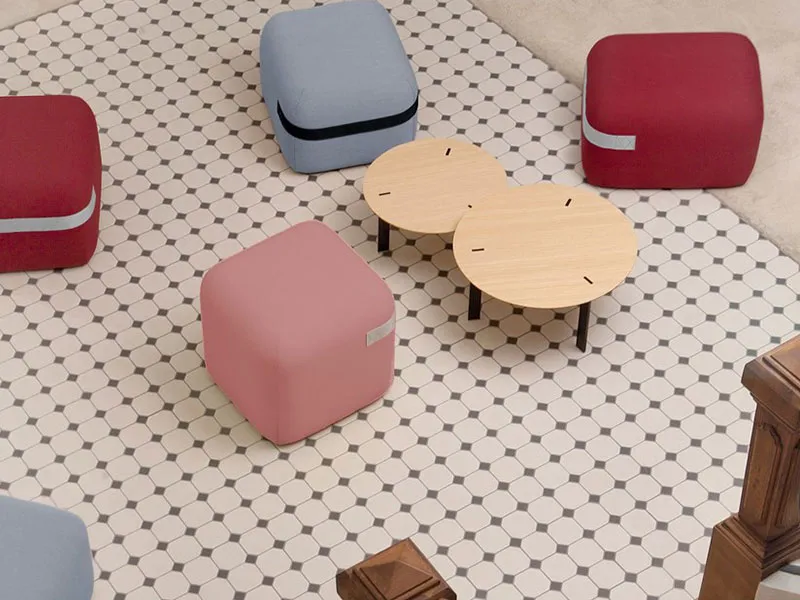 Pouf poggiapiedi con ruote Season di Viccarbe
