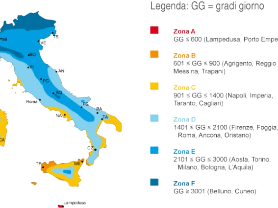 Zone climatiche in Italia
