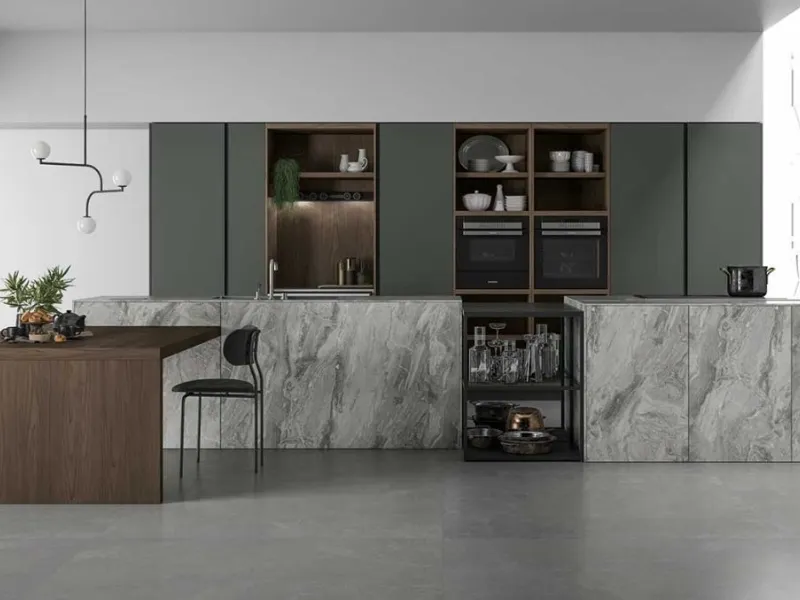 Cucina Aspen 002 di Doimo Cucine con ante in Fenix Verde Comodoro