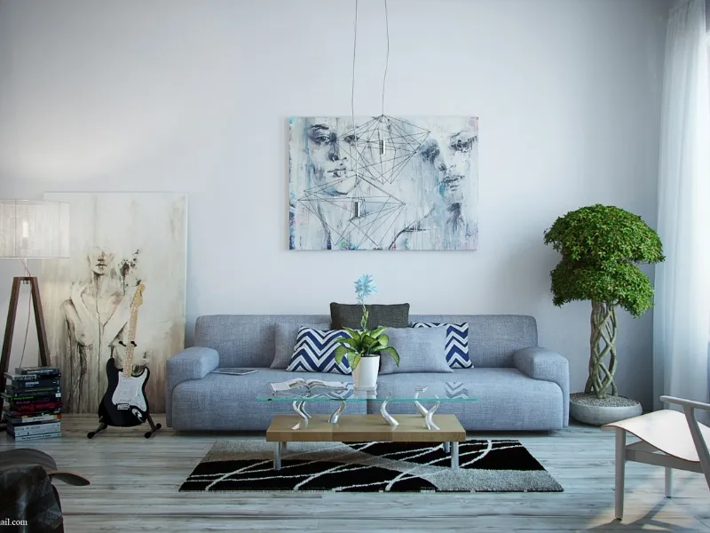 living con quadri moderni