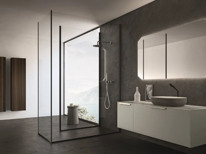 Mobile bagno minimale a colonna Nerolab di Cerasa