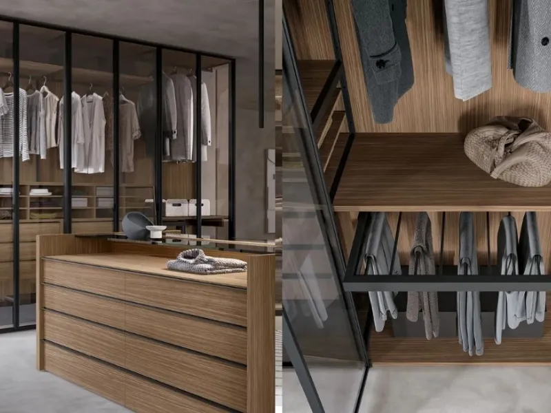 Armadio a battente con anta in vetro linea Atelier di Adok