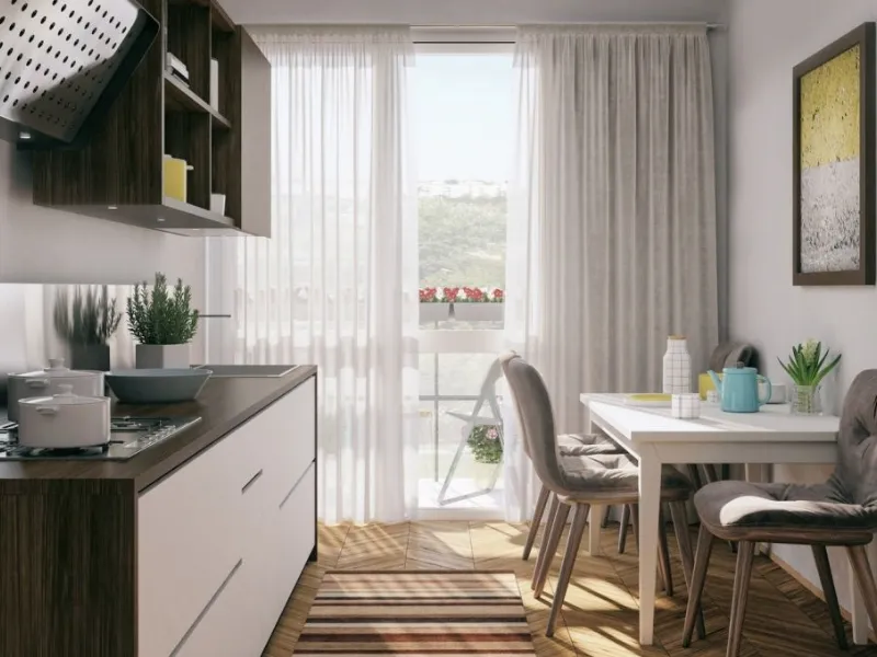 Una cucina lineare compatta per un ambiente lungo e stretto