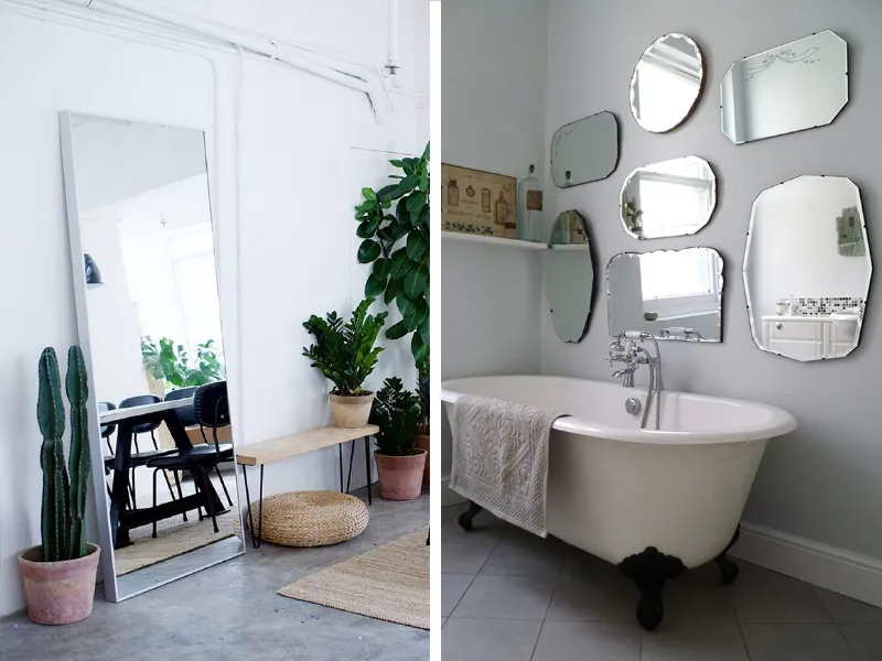 2 soluzioni d’arredo con gli specchi