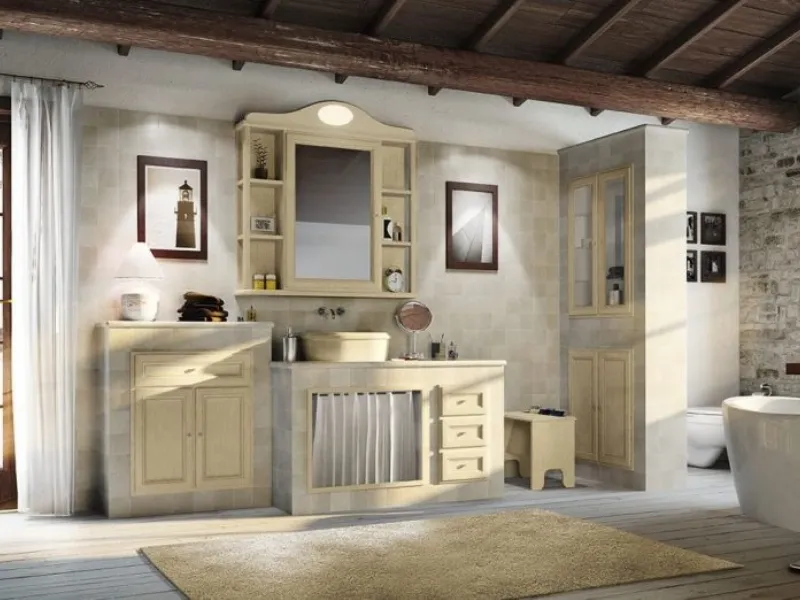 Bagno in muratura rustico