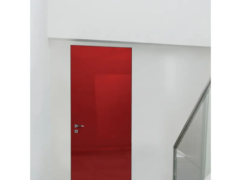 porta blindata rossa Bauxt monolite filomuro