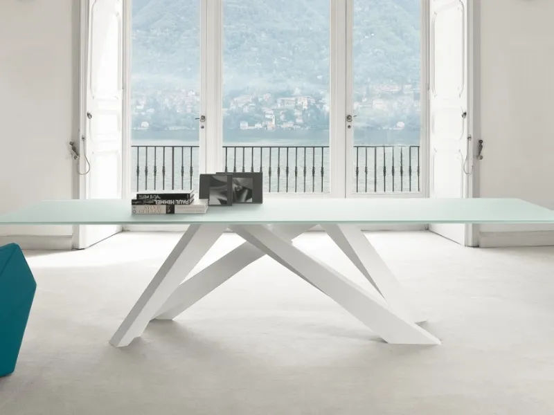 Big Table Bonaldo fisso in cristallo e acciaio
