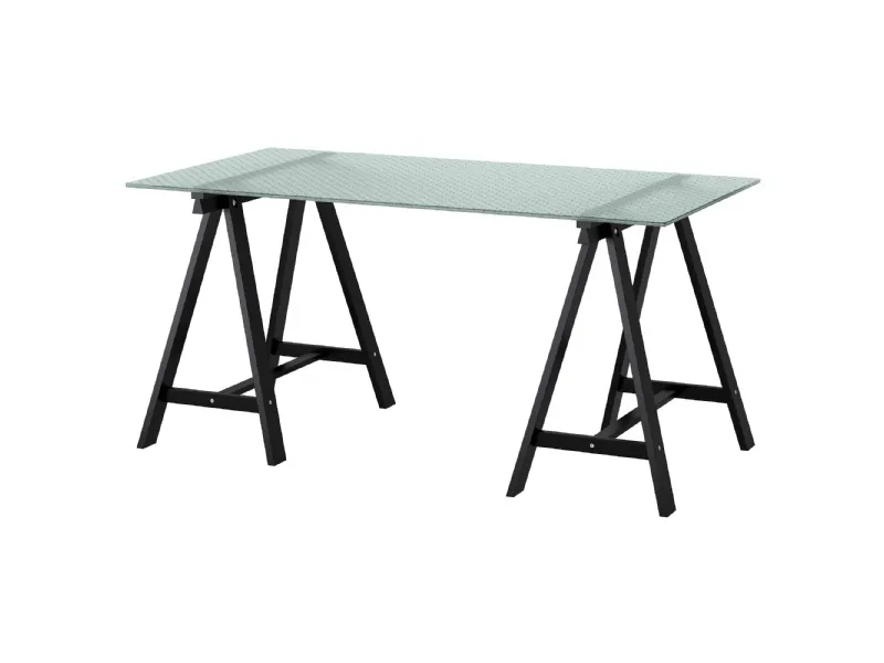 Robusto ed elegante piano di vetro per la scrivania Glasholm/Oddvald di Ikea