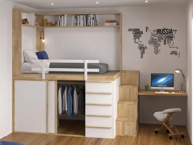 SPAZIO BED-Young è la cameretta con letto a soppalco di Cinius 