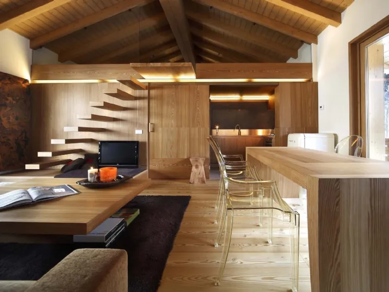 casa moderna pareti legno
