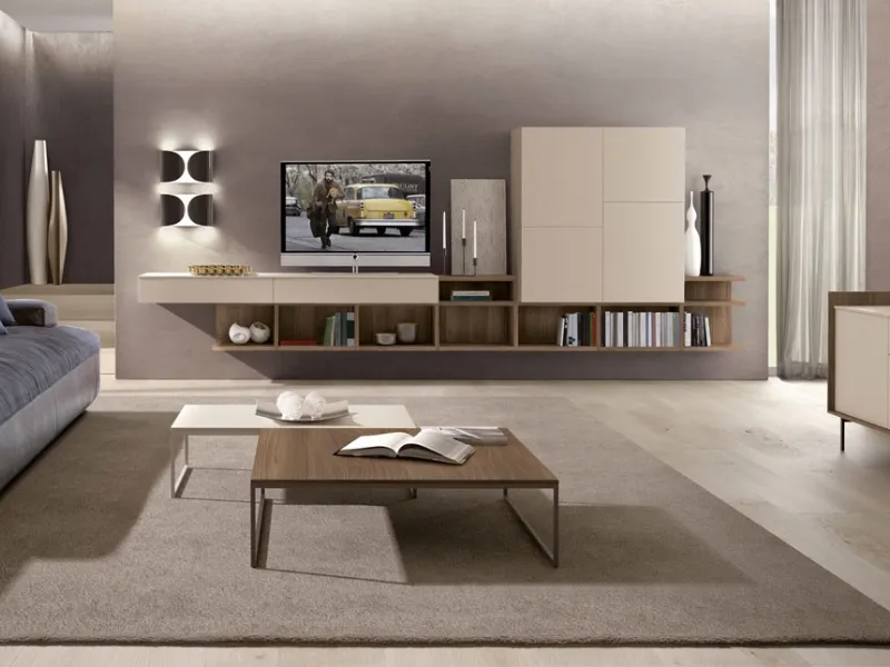 soggiorno moderno con toni del beige