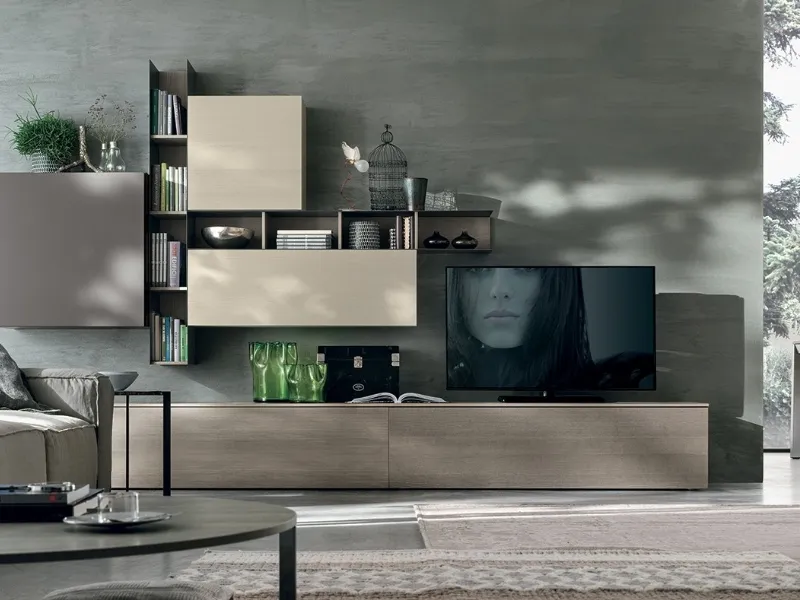 Accostamento living beige e grigio