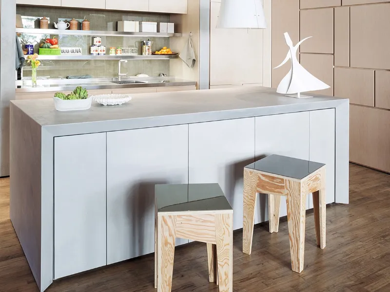 La cucina a scomparsa con isola di TM Italia