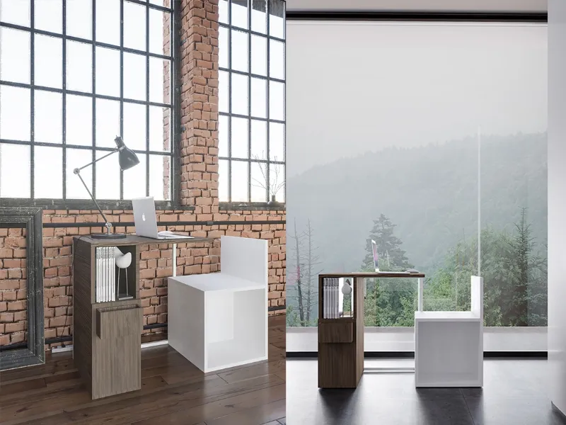 Postazione in legno di rovere Minidesk di Filodesign
