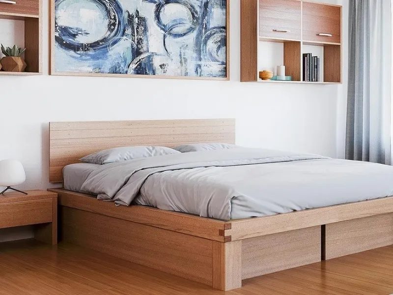 Privo di parti metalliche il letto contenitore Lichene by Vivere Zen