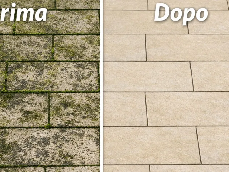 Pulizia pavimenti esterni, eliminando il muschio con rimedi naturali