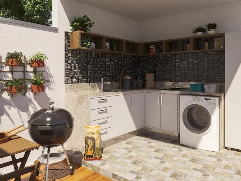 Angolo lavanderia perfettamente integrato nello spazio outdoor
