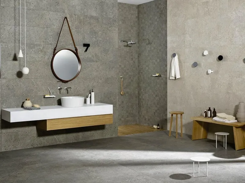 Matericità tra legno e gres per Mystone Gris Fleury by Marazzi