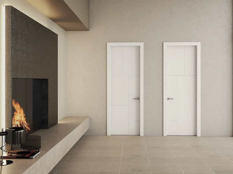 Linea Legno stile Incise modello 409 porta battente laccato opaco perla - collezione Unica