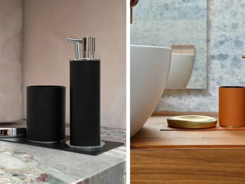 Set bagno con portaspazzolino, erogatore e portasapone, serie Linea di ADJ