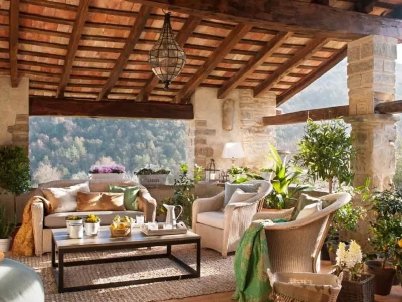 Tettoia in legno e mattoni stile rustico