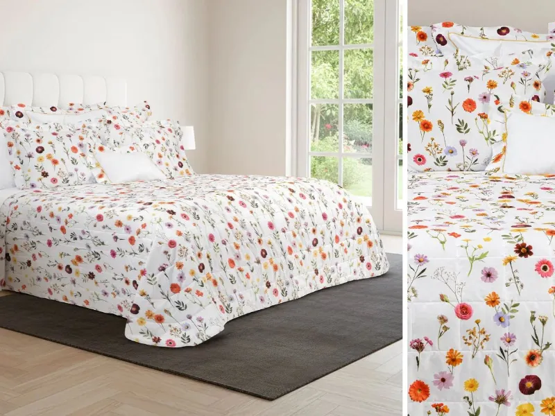 Prato Quilt di Signoria, copriletto in Raso stampato 100% cotone