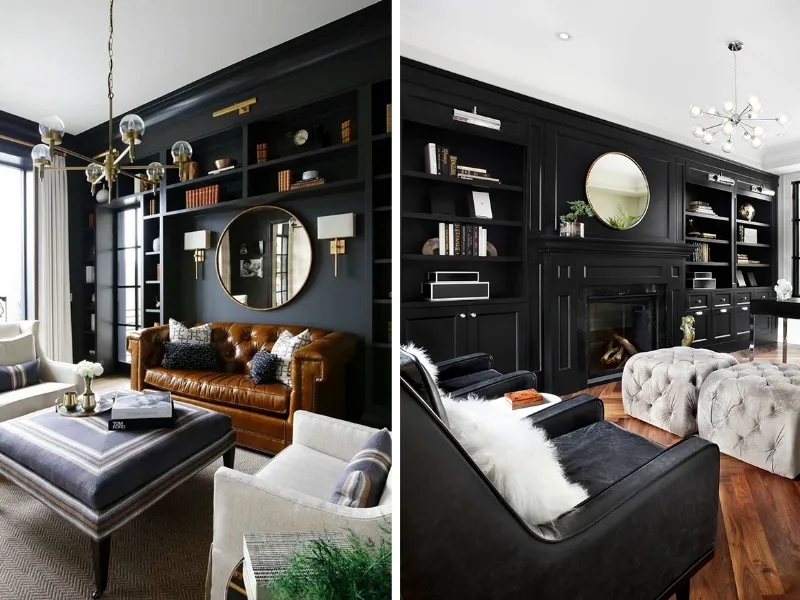 Librerie a parete nere dal mood elegante e chic