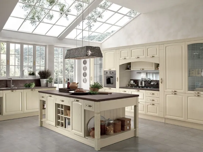 Cucina classica contemporanea con isola, in legno, Gala 03 di Febal Casa