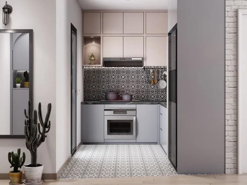 Le tonalità chiare sono l'ideale per le cucine ad angolo piccole