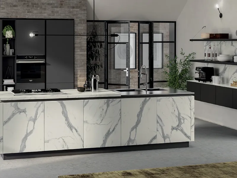 Cucina con isola funzionale senza tavolo Liberamente di Scavolini