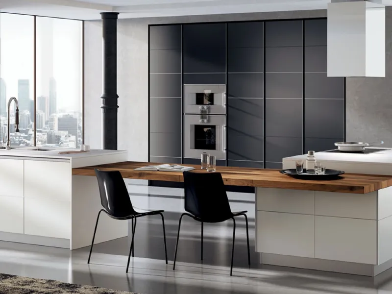 Cucina Tetrix di Scavolini con tavolo centrale