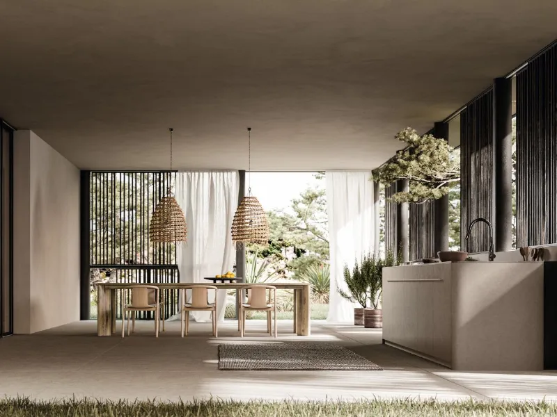 Key Cucine - Haiku Outdoor: struttura in resina ecosostenibile e top in marmo