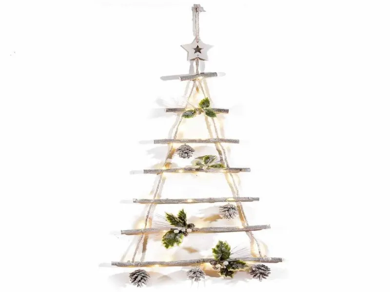 Albero di Natale con rami e corda, da appendere