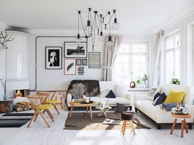 Bicromia in black & white per un soggiorno in stile “scandi”