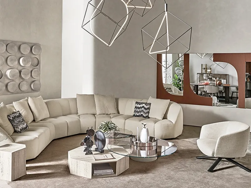 Cloud Infinity di Gallotti&Radice. Divano modulare dalle linee libere, con sedute in poliuretano espanso