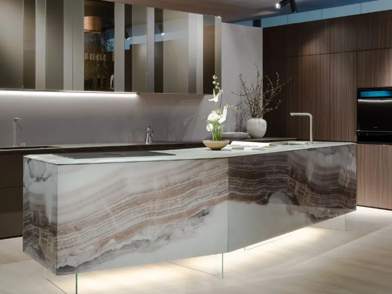 Lago - 36e8 Formae Kitchen: legno cannettato e vetro