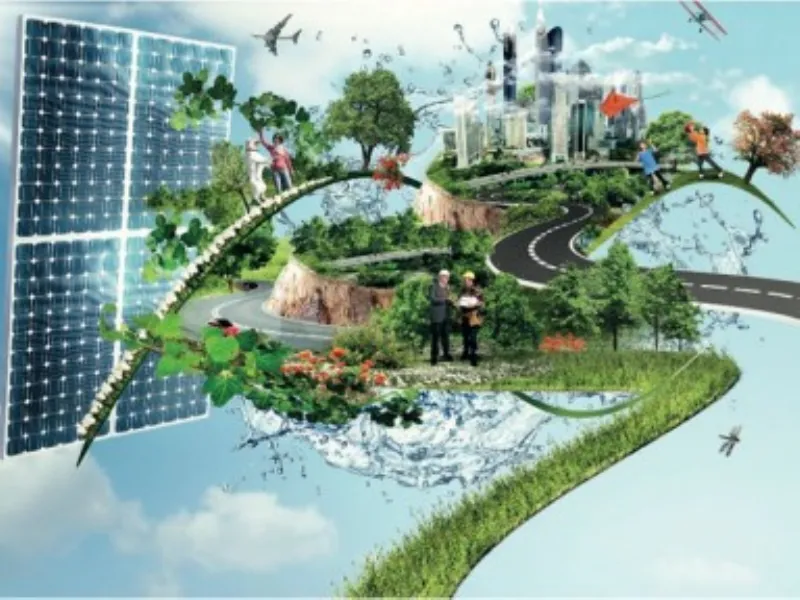 immagine astratta mondo con fotovoltaico