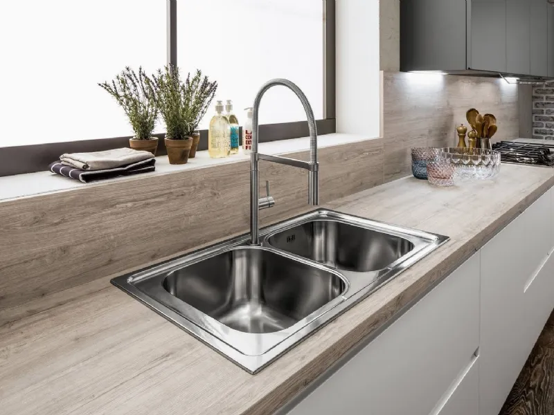 Piano in laminato effetto legno - cucina Dakota di Arrex