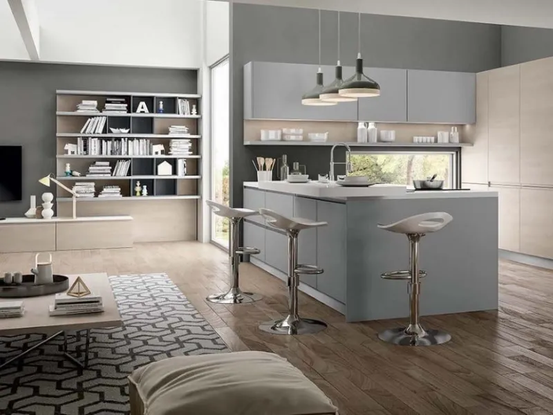 Cucina e living in un unico ambiente openspace