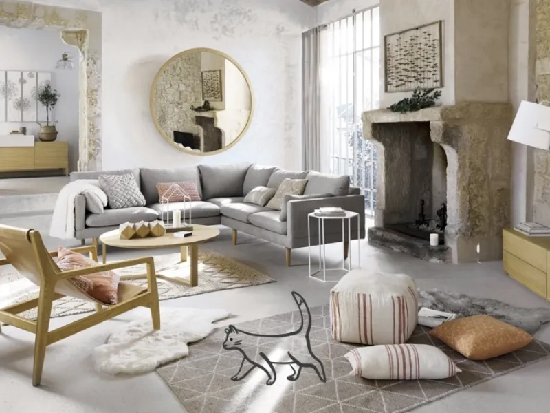In grigio chiaro il divano Collins 5 posti ad angolo di Maisons du Monde