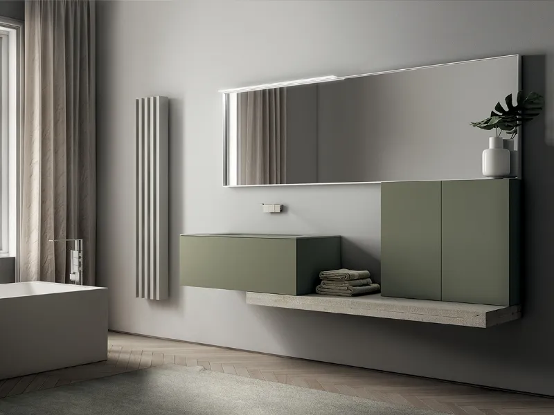 Laccati opachi nei colori di tendenza e volumi asimmetrici per una stanza completamente personalizzata