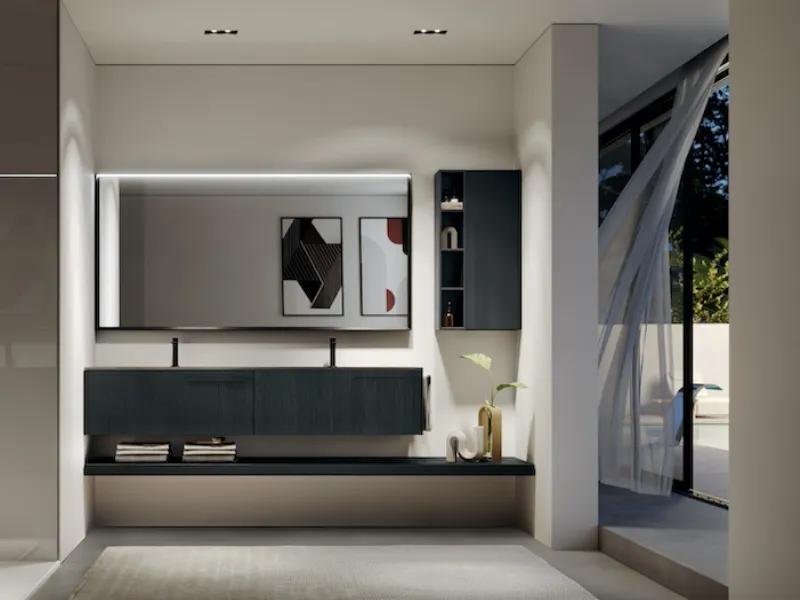 Materiali in primo piano nella collezione di arredo bagno di design Sense