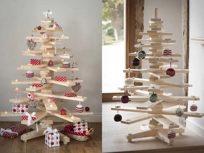 albero con assi di legno