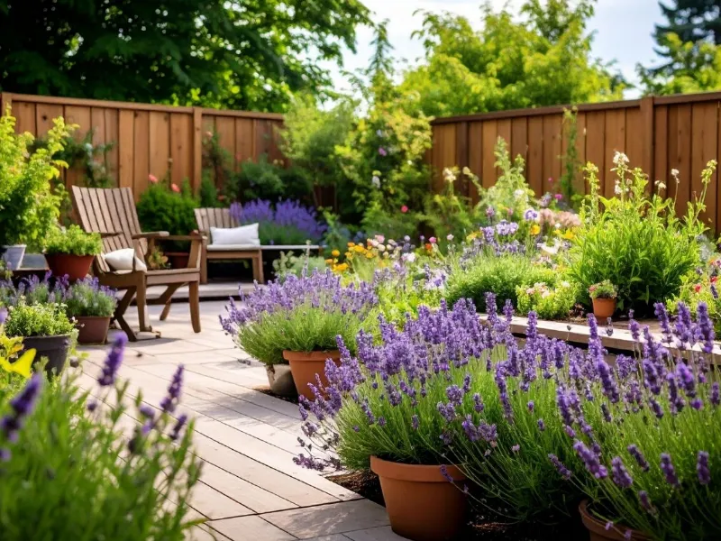 Giardino con piante tipiche del clima mediterraneo