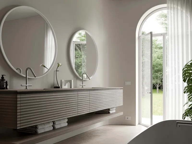 Composizione con lavabi integrati in Gres Jasper