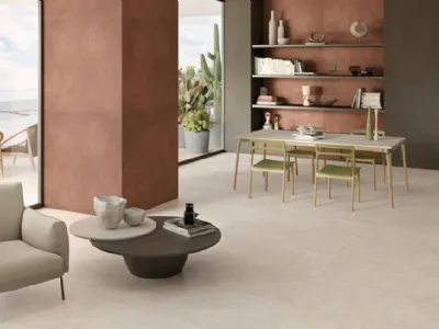 Gres effetto cemento sfumatura Ivory per la collezione District di Ceramiche Keope