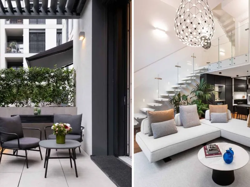 Il look sofisticato della villa urbana contemporanea e la continuità con l'esterno