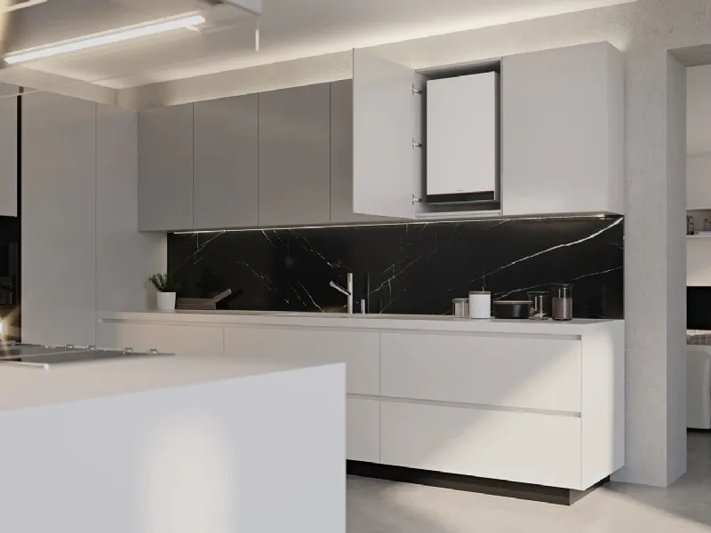 La caldaia a condensazione Vitodens 100-E Viessmann in cucina con il suo mobile