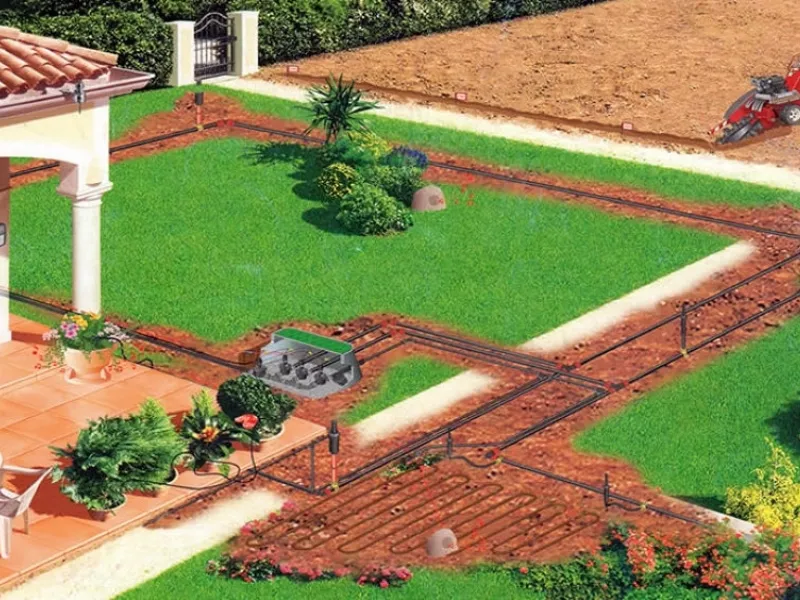 schema per sistemazione irrigazione interrata