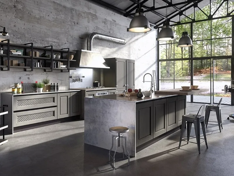 Isola cucina stile industriale